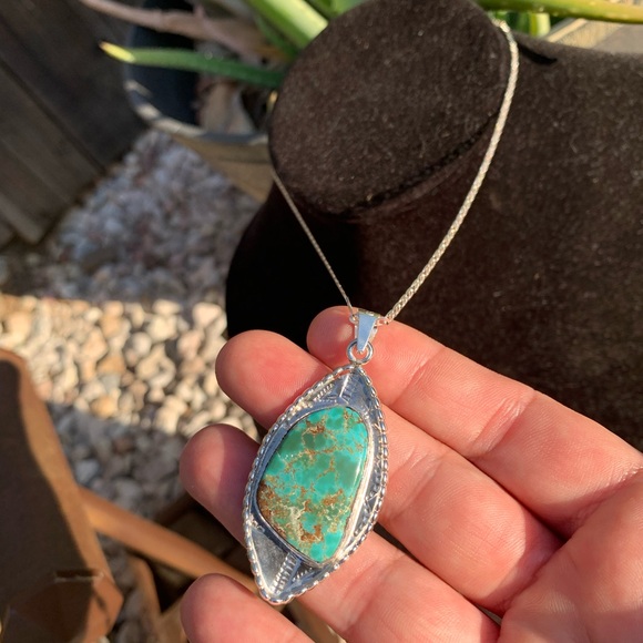 Silver Necklace with Turquoise Pendant - Picture 10 of 16